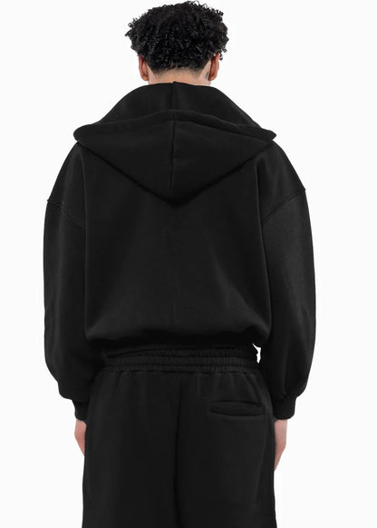 BLACK ON BLACK  ZIP HOODIE